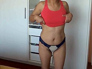 My Curvy Milf Wife Flashes Huge Tits And Ass In Lingerie For Voyeur Masturbation