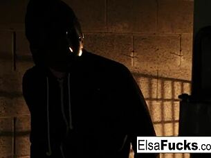 Elsa Jean's Alleyway Passion Ignites With Masked Stranger Fuck
