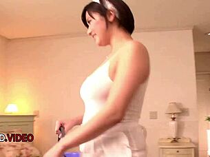 Gorgeous petite Russian brunette blows horny load