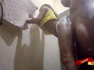 Skinny Thai teen anal dildo assfucking bathroom
