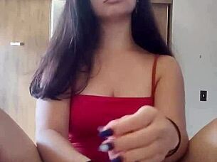 during break i filmed debora prado stroking my big cock playfully