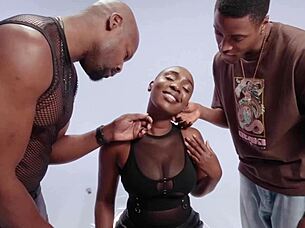 zaawaadi moans in ecstasy double penetrated by two studs