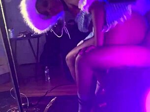 a slim thick ebony rides cowgirl showcasing her nice ass intimately