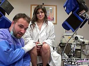 backstage at tampa hospital sophia valentina moans spreading for mandatory hitachi vibrator orgasms in latex gloves