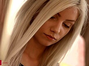 tattooed blonde teen with braces rides to creampie finish