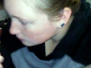 blonde gives sloppy deepthroat choking on cock spitting wet handjob