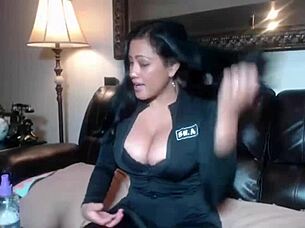 Maxine X cops sexy outfit for asian dildo double penetration