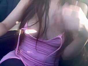 hey italian milf artemisia loves car tit nipple play smoking