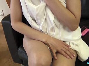 After she groped her big clit, she sucked that fat cock hard!