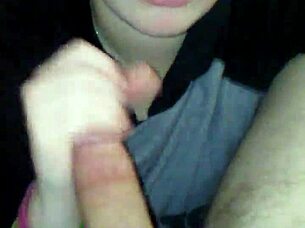 blonde gives sloppy deepthroat choking on cock spitting wet handjob