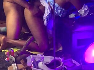 a slim thick ebony rides cowgirl showcasing her nice ass intimately