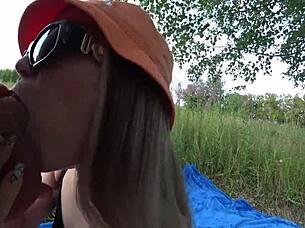 cute 18+ teen couple fucks wildly after steamy walk outside