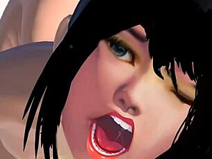 girl slurps massive monster cock in hardcore blowjob