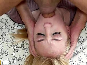 omg this shy blonde teen gags on huge cock deepthroat rough 😵‍💫🍆