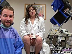 backstage at tampa hospital sophia valentina moans spreading for mandatory hitachi vibrator orgasms in latex gloves