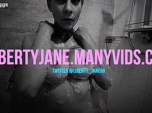 LIBERTY JANE POUNDS HUGE DILDO TO MASSIVE ORGASM IN SOLO PANTY-TEASING POV!