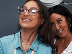 slutty brunette milf boss fingers ass reality fuck!