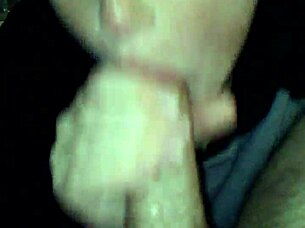 blonde gives sloppy deepthroat choking on cock spitting wet handjob