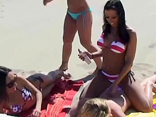 lesbians dive into wet pussies after volleyball frenzy!