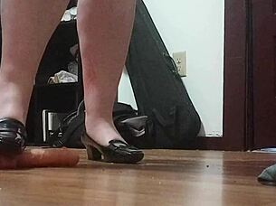 crushing cock under my sexy heels feels sooo good uhmm