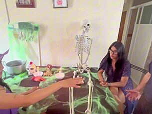 halloween orgy with juicy tits licking ass and lots of cum