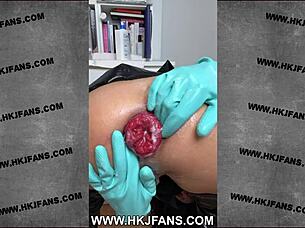 HotKinkyJo Maid Rubber Gloves Extreme Ass Fisting Gape