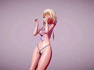 Apple pie shakes micro bikini skirt in steamy mmd r18 dance.