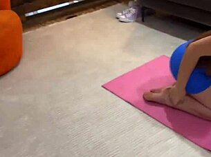 after yoga brunette juniper ren bends for hardcore bubble butt pounding pov