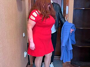 Stepmom's big natural tits thank stepson with bent over anal.