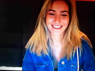 Blonde chaturbate camgirl rubs seductively in steamy webcam show