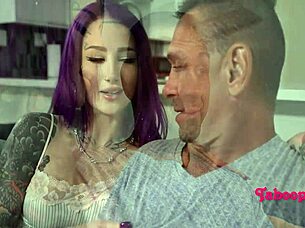 Gothic teen cowgirl rides taboo older man passionately