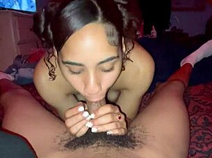 princess yaya slurps that curly LATINA head on MONSTER cock
