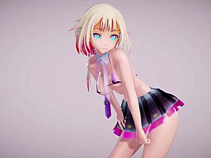 Apple pie shakes micro bikini skirt in steamy mmd r18 dance.