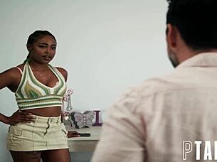 petite ebony destiny mira undresses for tommy pistol's forbidden POV fuck