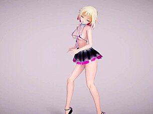 Apple pie shakes micro bikini skirt in steamy mmd r18 dance.
