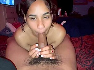 princess yaya slurps that curly LATINA head on MONSTER cock
