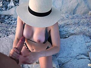 wanna watch this young couple fuck rough doggystyle on public beach moaning?