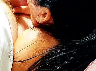 blonde amateur gives pov oral sucking and handjob on bed