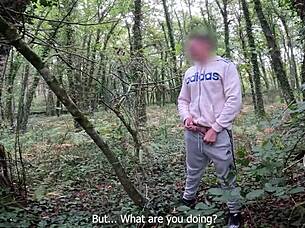 strange forest girl spots my jerk off and fucks me publicly