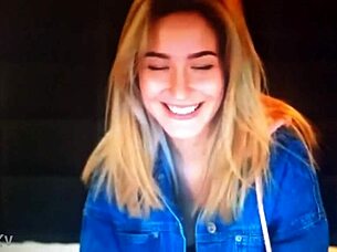 Blonde chaturbate camgirl rubs seductively in steamy webcam show