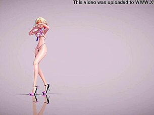 Apple pie shakes micro bikini skirt in steamy mmd r18 dance.