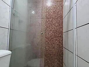 black big ass showers while devouring massive cock