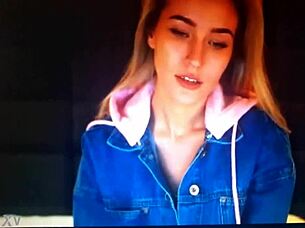 Blonde chaturbate camgirl rubs seductively in steamy webcam show