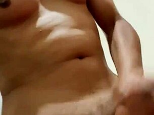 Latina transsexual strokes her cock in crossdressing frenzy