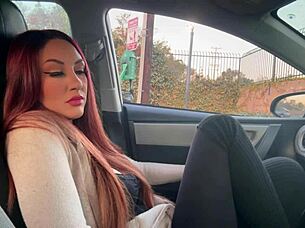 Italian milf's sexy long hair smoking fetish in the car 🚬💋