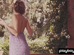 glamorous russian blonde oksana chucha poses nude outdoors