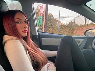 Italian milf's sexy long hair smoking fetish in the car 🚬💋