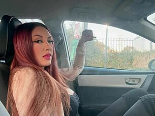 Italian milf's sexy long hair smoking fetish in the car 🚬💋