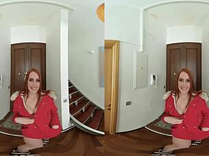horny czech redhead lover rides cock in vr fingering frenzy
