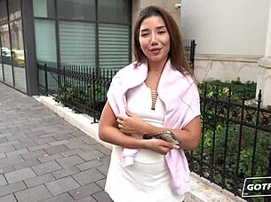 Layla Scarlett gets bareback creampie filled in tanned cowgirl ride